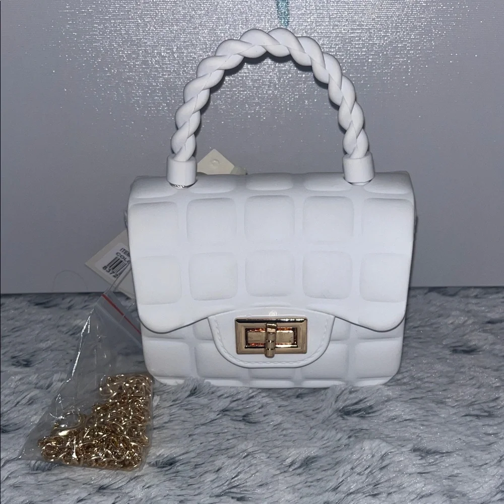 Le Miel White Mini Bag with Crossbody Chain